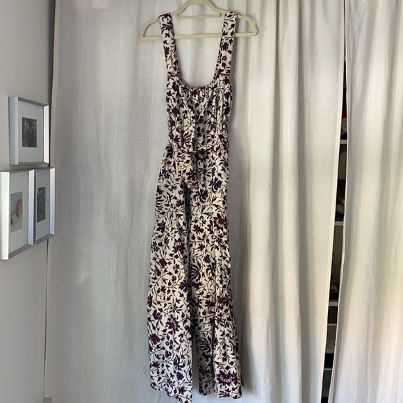 Ulla Johnson Pants - Ulla Johnson Floral Jumpsuit in Burgundy and White